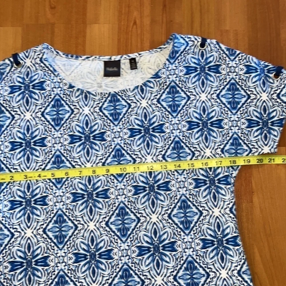 Rafaella women’s blue tribal geo print midi dress with cut out detail - Picture 6 of 7